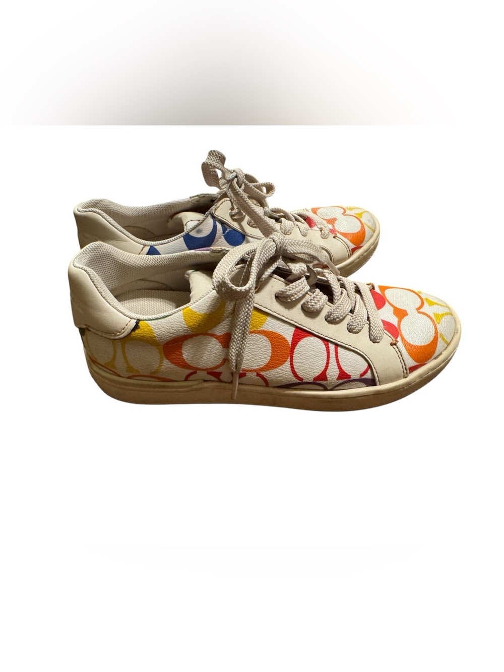 COACH vintage Rainbow Signature Canvas Low Top Sneakers Womens 5B